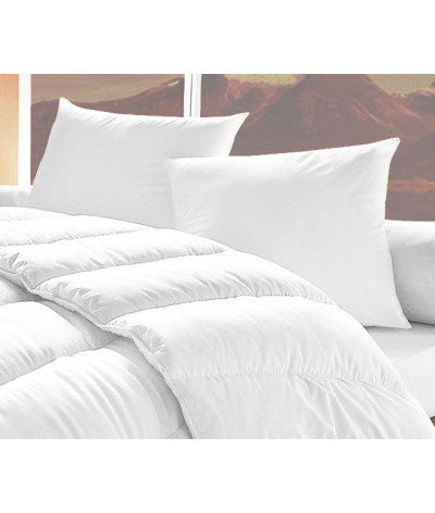 Ensemble Couette Blanche 2 Places 220x240cm avec 2 Oreillers 50x70cm
